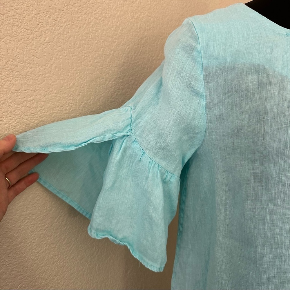 Sundance 100% Linen Teal Willa Whisper Blouse Size S - Picture 4 of 11